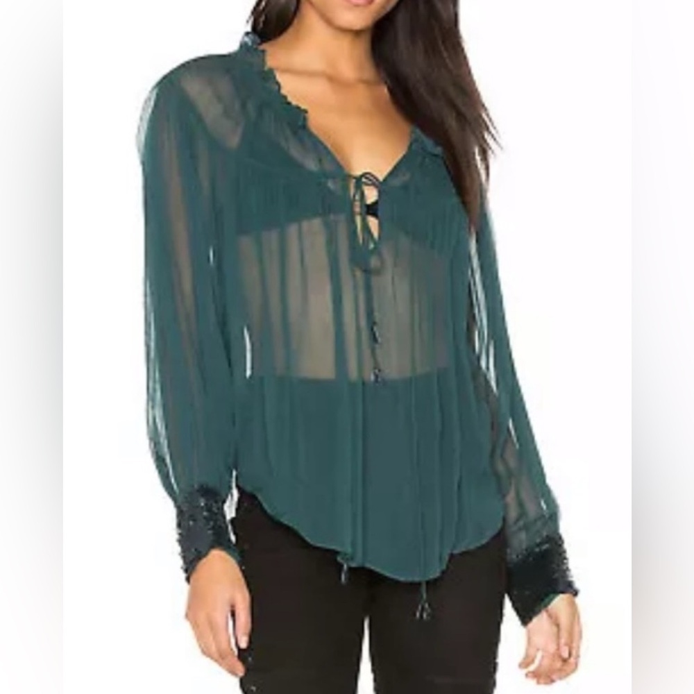 Free People Dream cuff sequin top, XS